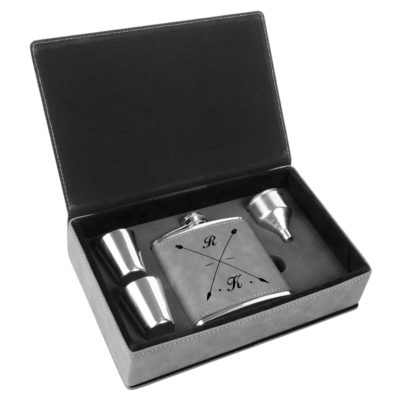Personalized Leatherette Flask Gift Set - Crosshair