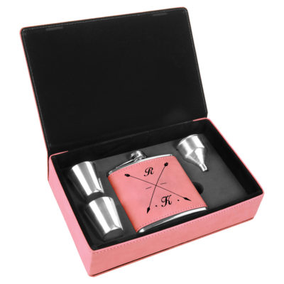 Personalized Leatherette Flask Gift Set - Crosshair