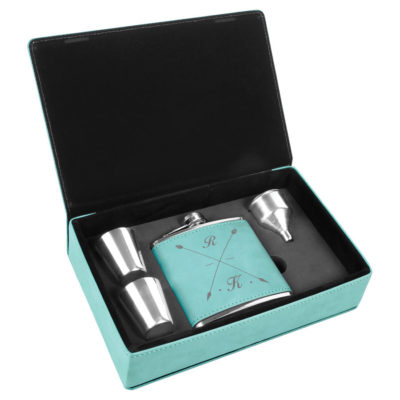 Personalized Leatherette Flask Gift Set - Crosshair