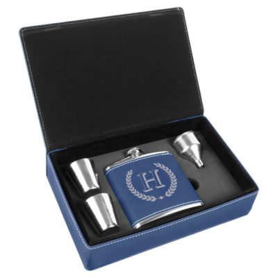 Personalized Leatherette Flask Gift Set - Horace