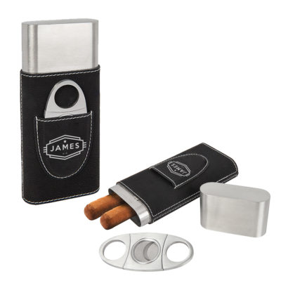 Personalized Cigar Case with Cutter - Cadet Design