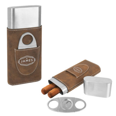 Personalized Cigar Case with Cutter - Cadet Design