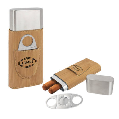 Personalized Cigar Case with Cutter - Cadet Design