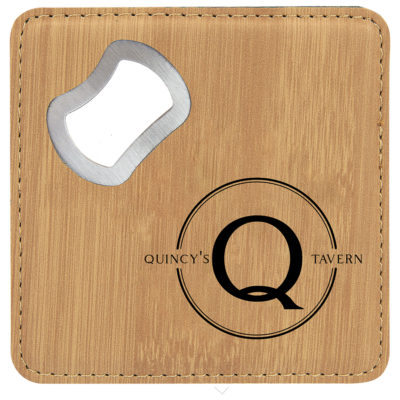 Personalized Bottle Opening Coaster Set - Tavern Design