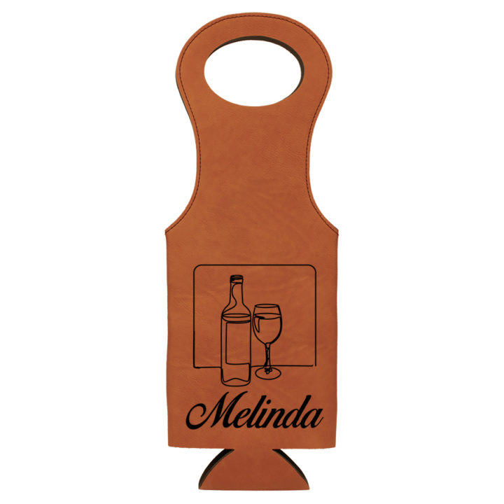 Personalized Leatherette Wine Bottle Bag - Wine Doodle - Image 5