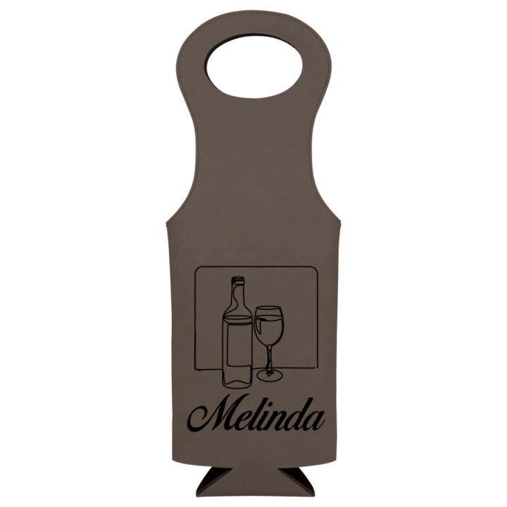 Personalized Leatherette Wine Bottle Bag - Wine Doodle - Image 6