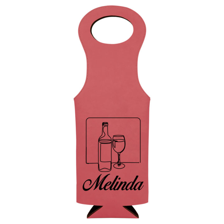 Personalized Leatherette Wine Bottle Bag - Wine Doodle - Image 8