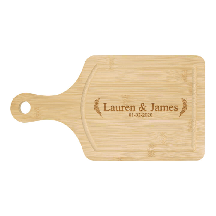 Custom Laurel Couple Bamboo Paddle Serving Board