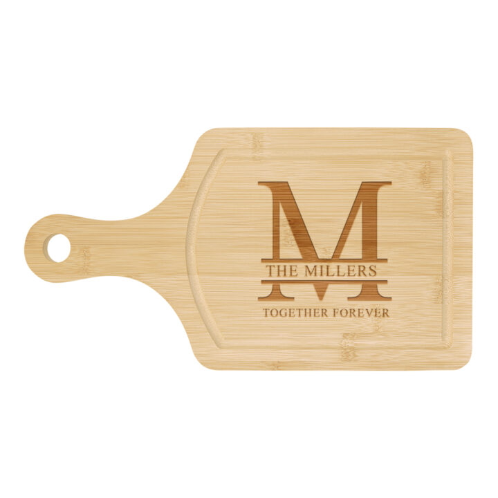 Custom Split Letter Monogram Bamboo Paddle Serving Board