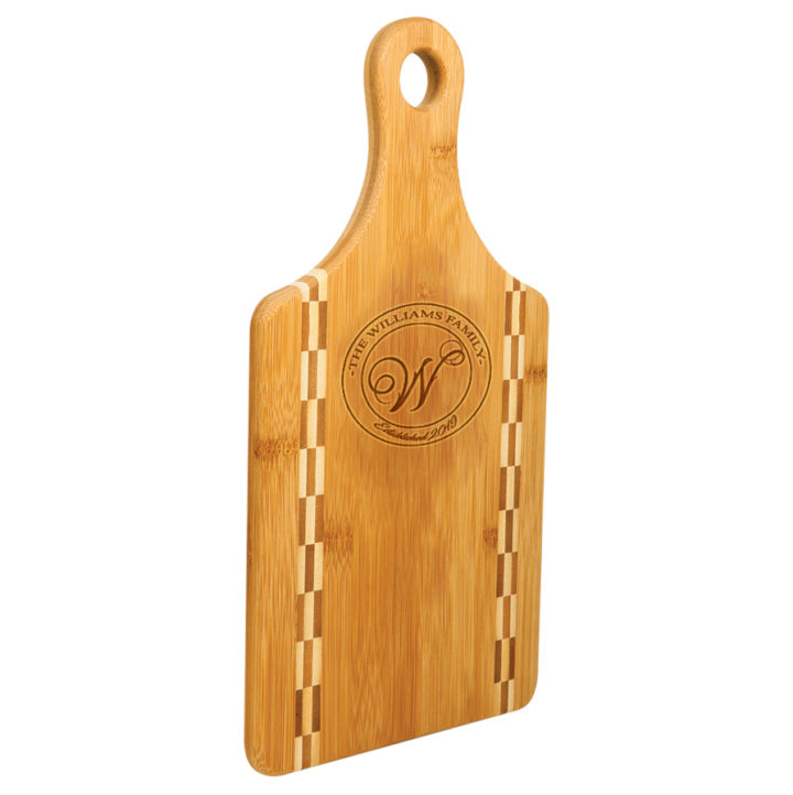 Personalized Bamboo Cutting Board with Butcher Block Inlay - WillRound