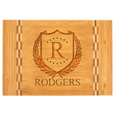 Personalized Bamboo Cutting Board with Butcher Block Inlay -ShieldStar