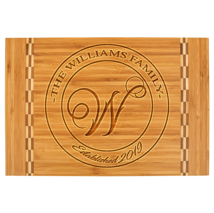 Personalized Bamboo Cutting Board with Butcher Block Inlay - WillRound - Image 3