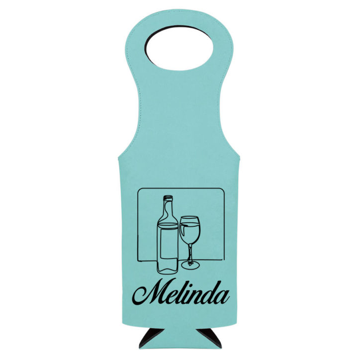 Personalized Leatherette Wine Bottle Bag - Wine Doodle - Image 11
