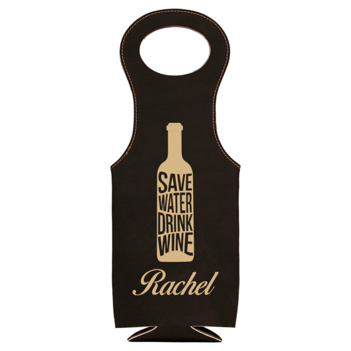 Personalized Leatherette Wine Bottle Bag - Save Water - Image 4