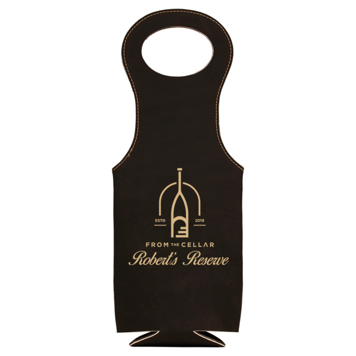 Personalized Leatherette Wine Bottle Bag - Wine Cellar - Image 4