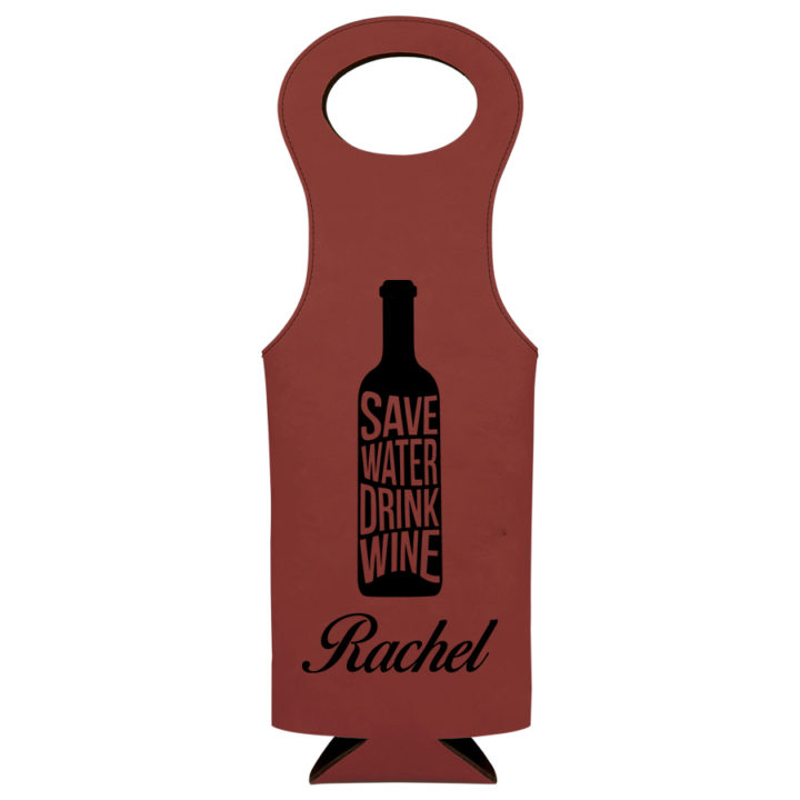 Personalized Leatherette Wine Bottle Bag - Save Water - Image 7