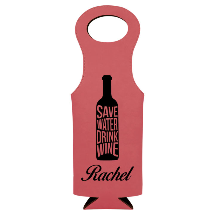 Personalized Leatherette Wine Bottle Bag - Save Water - Image 8