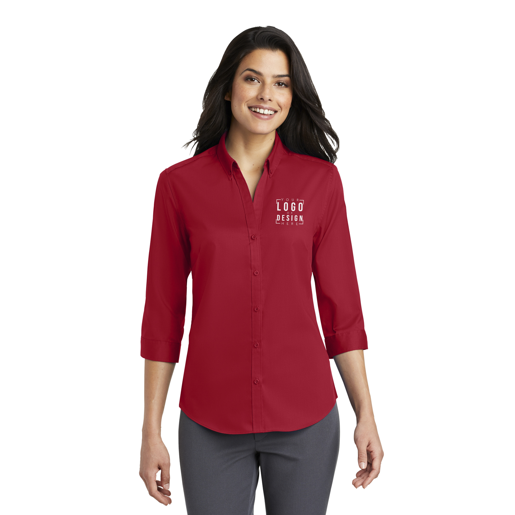 Port Authority Ladies 3/4-Sleeve SuperPro Twill Shirt