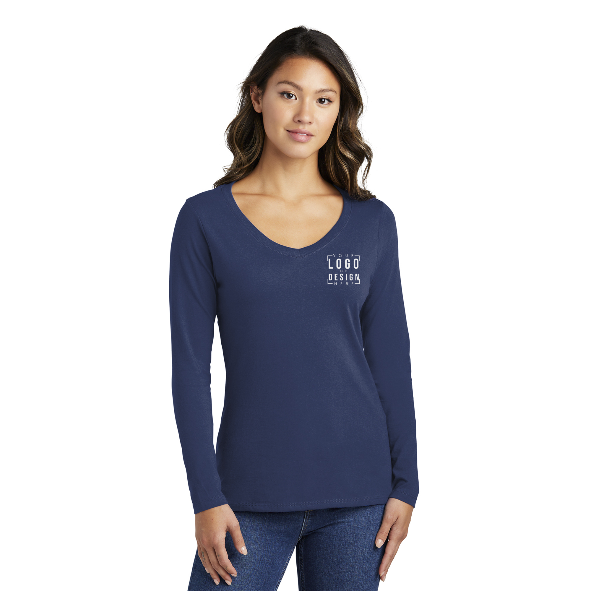 Port & Company Ladies Long Sleeve Fan Favorite V-Neck Tee