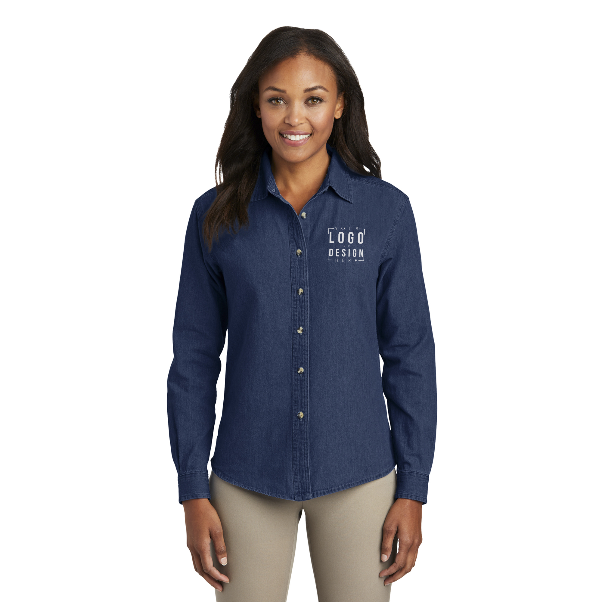 Port & Company - Ladies Long Sleeve Value Denim Shirt