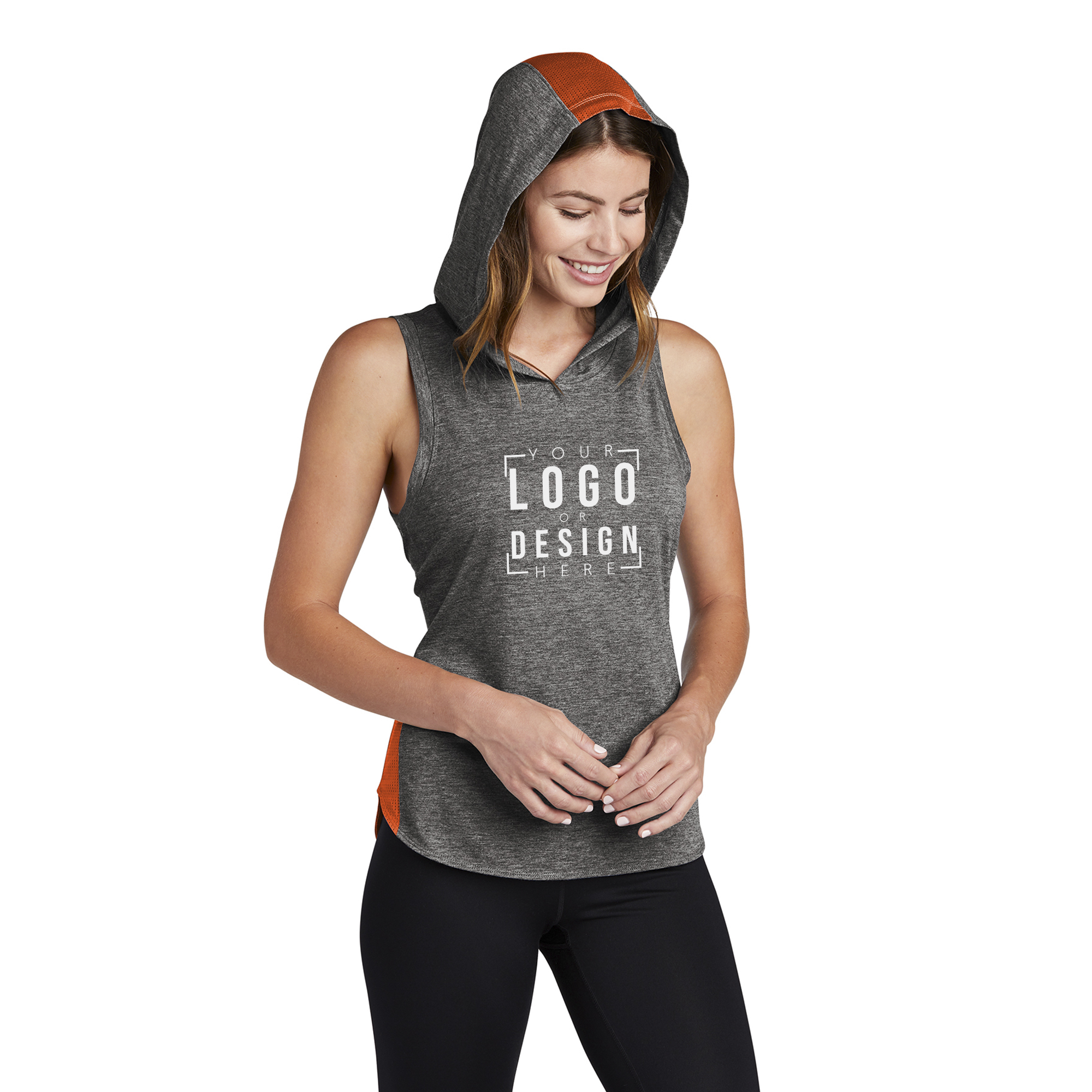 Sport-Tek Ladies PosiCharge Tri-Blend Wicking Draft Hoodie Tank.