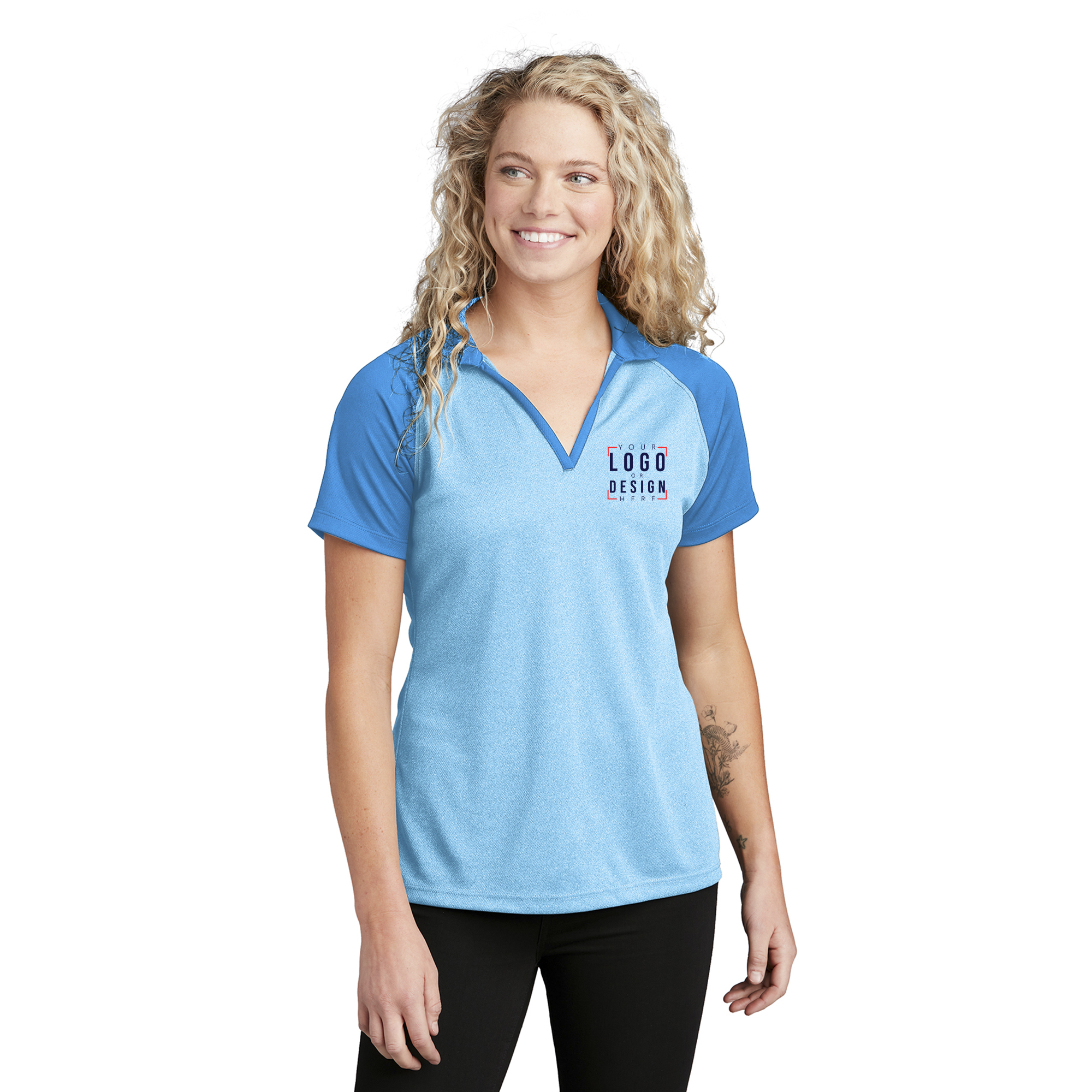 Sport-Tek Ladies PosiCharge RacerMesh Raglan Heather Block Polo