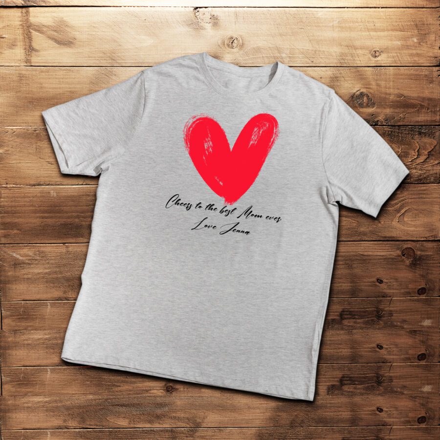 Custom Heart Print Jersey Blend T-Shirt