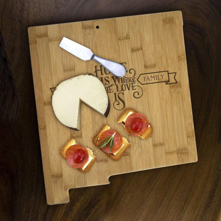 personalized newmexico shaped bamboo cutting board