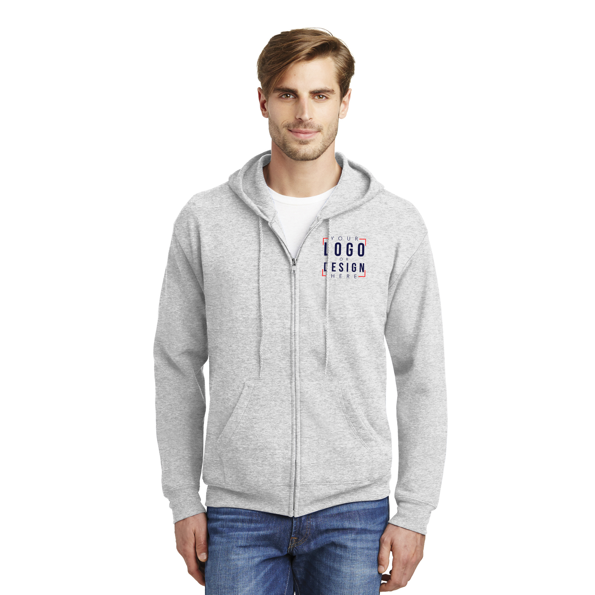 Hanes - EcoSmart Full-Zip Hooded Sweatshirt.