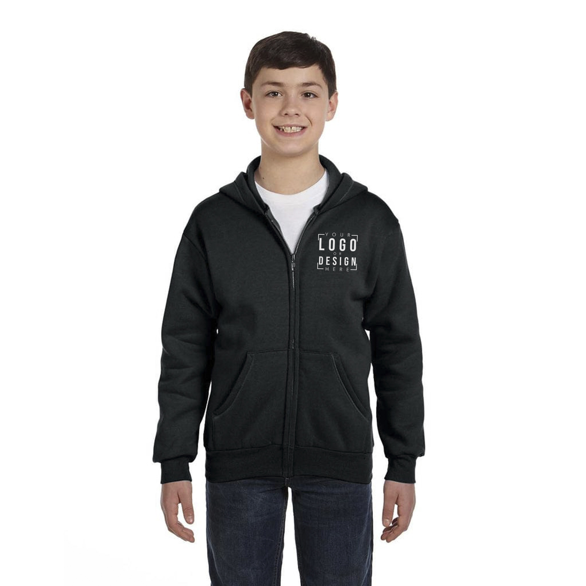 Hanes - Youth EcoSmart Full-Zip Hooded Sweatshirt
