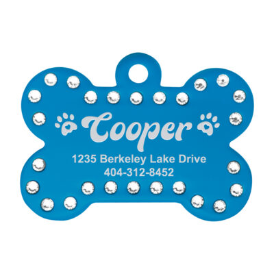 Personalized Aluminum Bling Bone Pet Tag