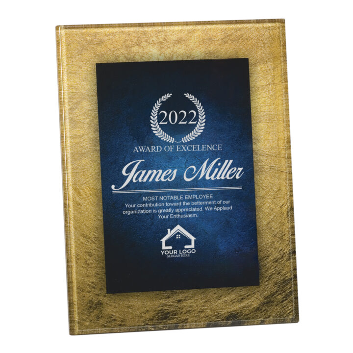Personalized Rectangular Gold Blue Acrylic Art Plaque - Image 5