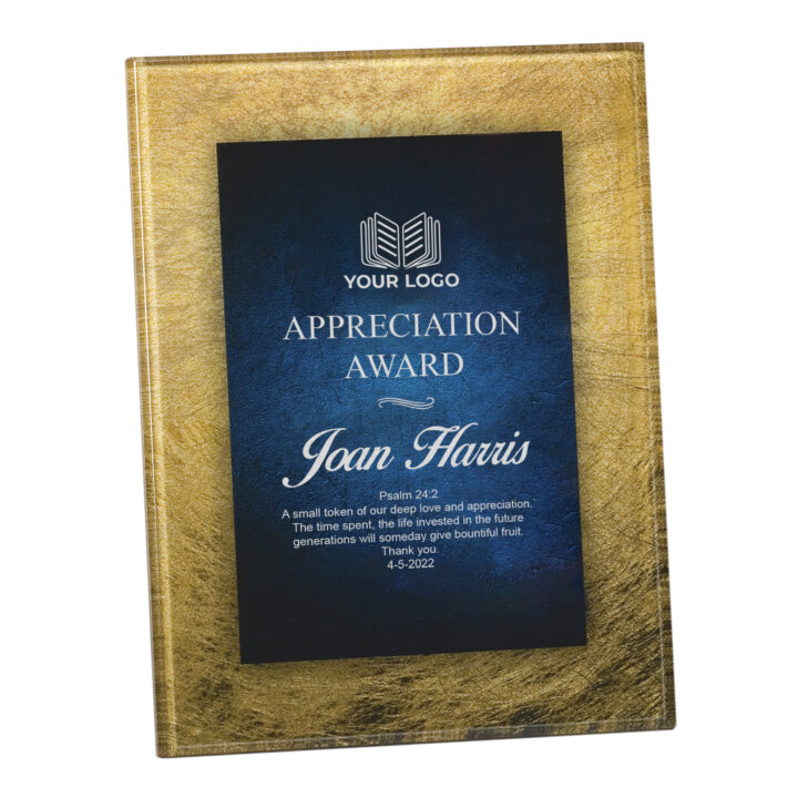 Personalized Rectangular Gold Blue Acrylic Art Plaque - Image 4