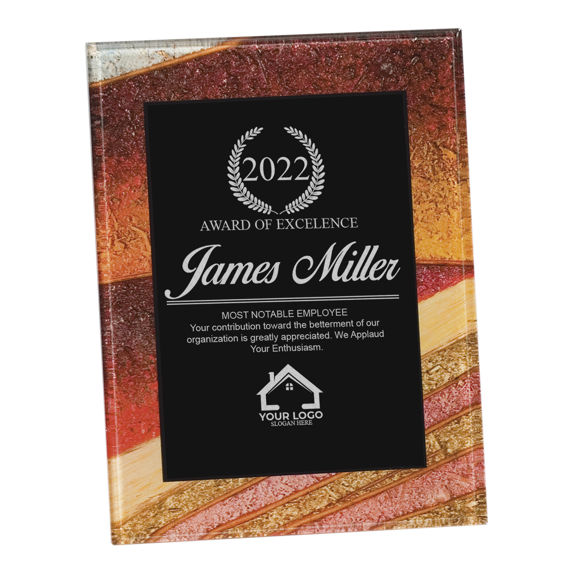 Personalized Rectangular Shades of Rock Acrylic Award - Image 4