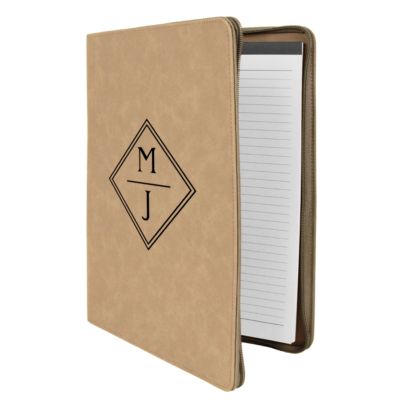 Diamond Personalized Business Zippered Portfolio with Notepad