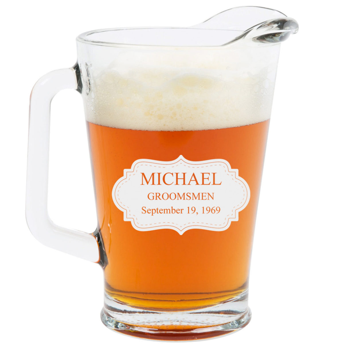 Personalized Glass Pitcher 60oz. Board Design