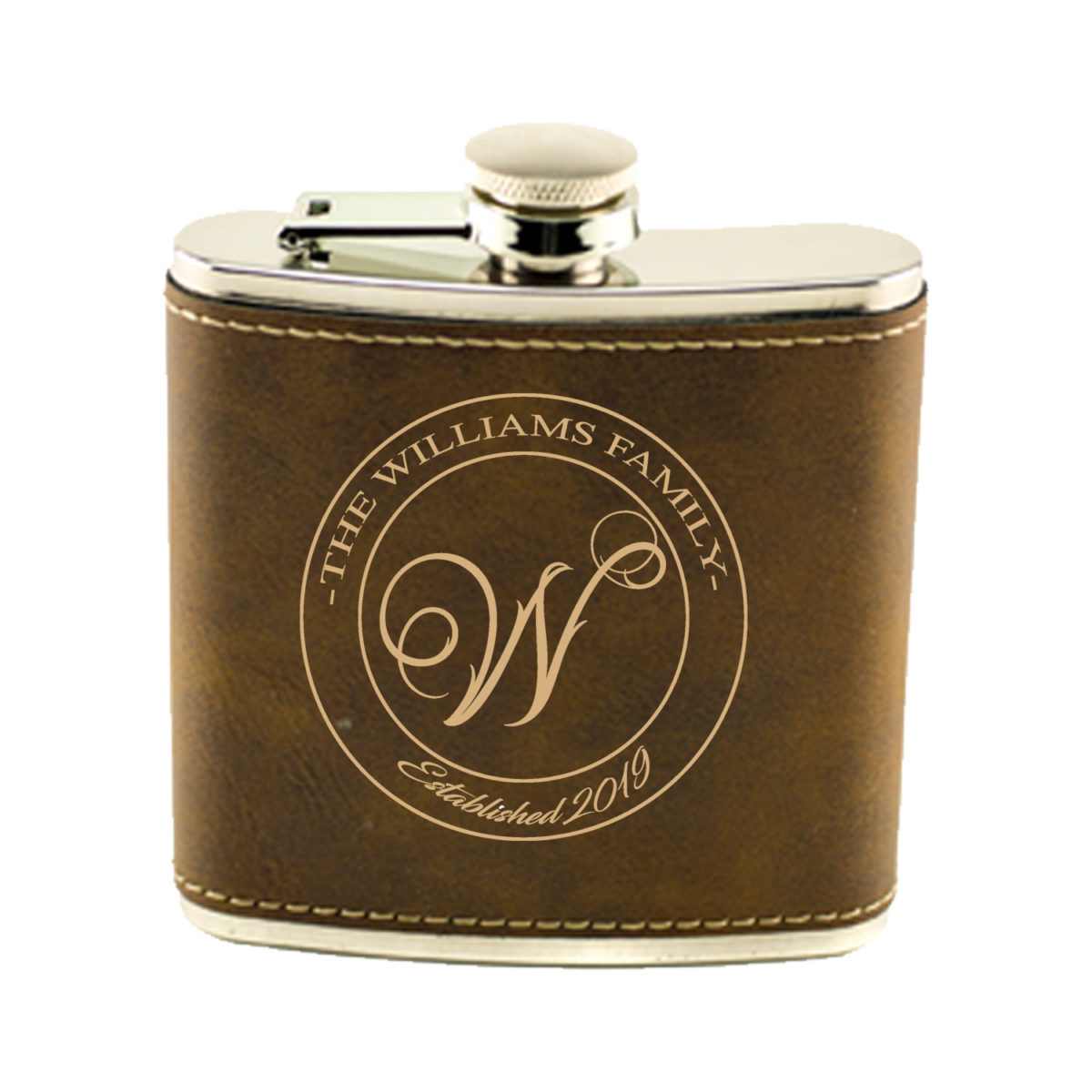Leatherette 6oz. Personalized Flask WillRound Design Sofias Gift