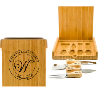 Personalized Squared Cheese Board & Knife Tool Set - WillRound Design