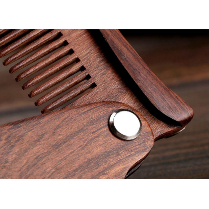 Personalized Folding Wooden Comb - Men's Beard, Mustache & Hair - Miller Design - Image 2