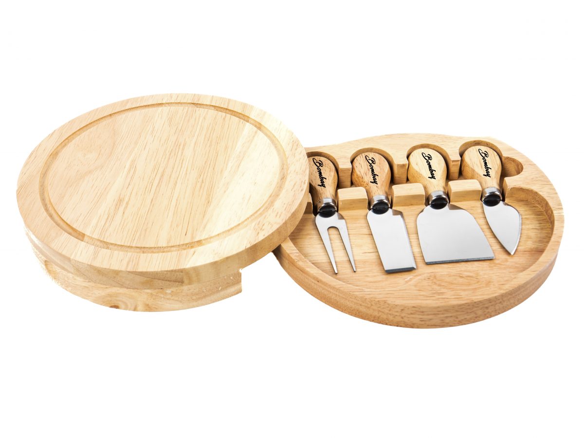 Personalized Round Cheese Board & Knife Tool Set Sofias Gift Shop