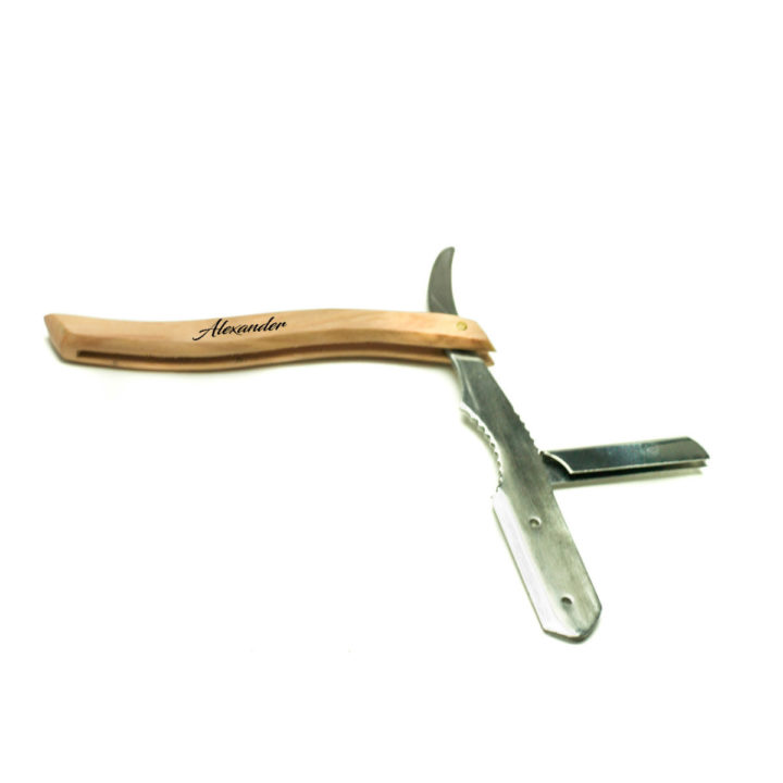 Personalized Straight Edge Natural Wood Razor - Straight Razor - Image 2