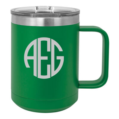 Personalized Round Monogram Insulated Travel Mug with Handle