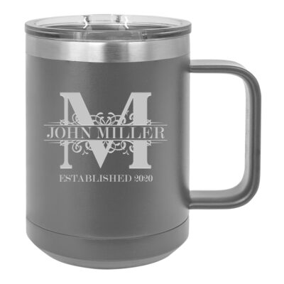 Personalized Royal Monogram Insulated Travel Mug with Handle
