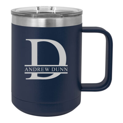 Personalized Split Letter Monogram Insulated Travel Mug with Handle