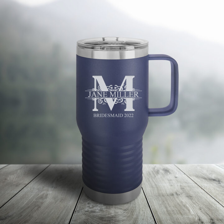 Personalized Royal Monogram Insulated Travel Mug with Handle - Image 3