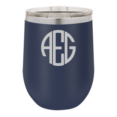 Personalized Round Monogram Vacuum Insulated Stemless Wine Tumbler