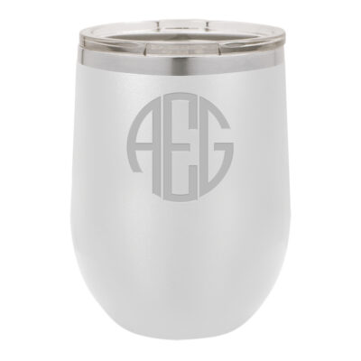 Personalized Round Monogram Vacuum Insulated Stemless Wine Tumbler