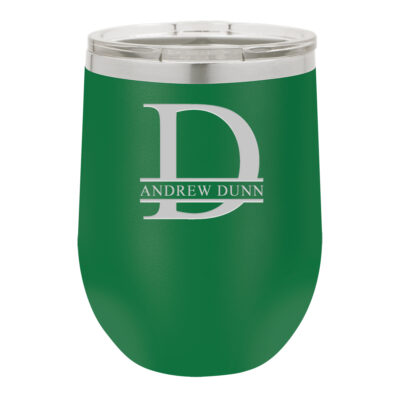 Personalized Split Letter Monogram Vacuum Insulated Stemless Wine Tumbler