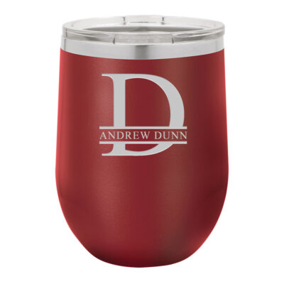 Personalized Split Letter Monogram Vacuum Insulated Stemless Wine Tumbler