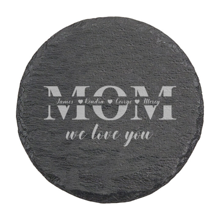Personalized Mother's Day Design Round Slate Coaster Set - Image 2